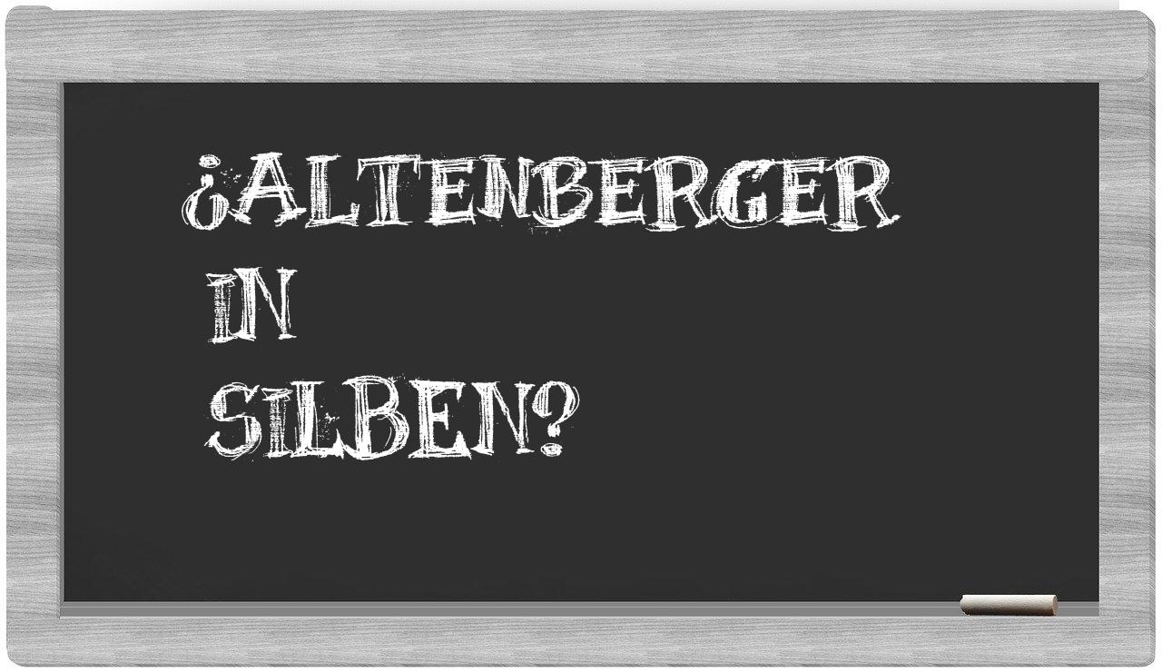 Altenberger in syllables