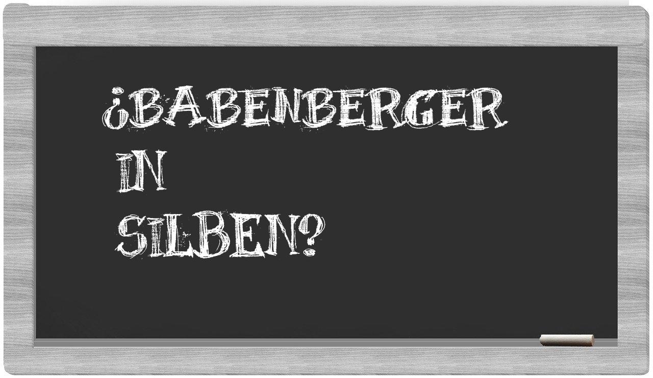 Babenberger in syllables