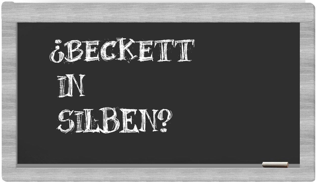 Beckett in syllables