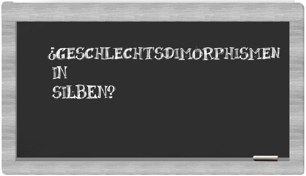 Geschlechtsdimorphismen in syllables