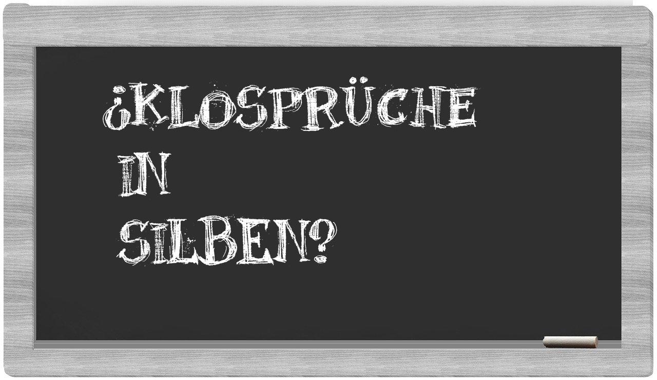 Klosprüche in syllables