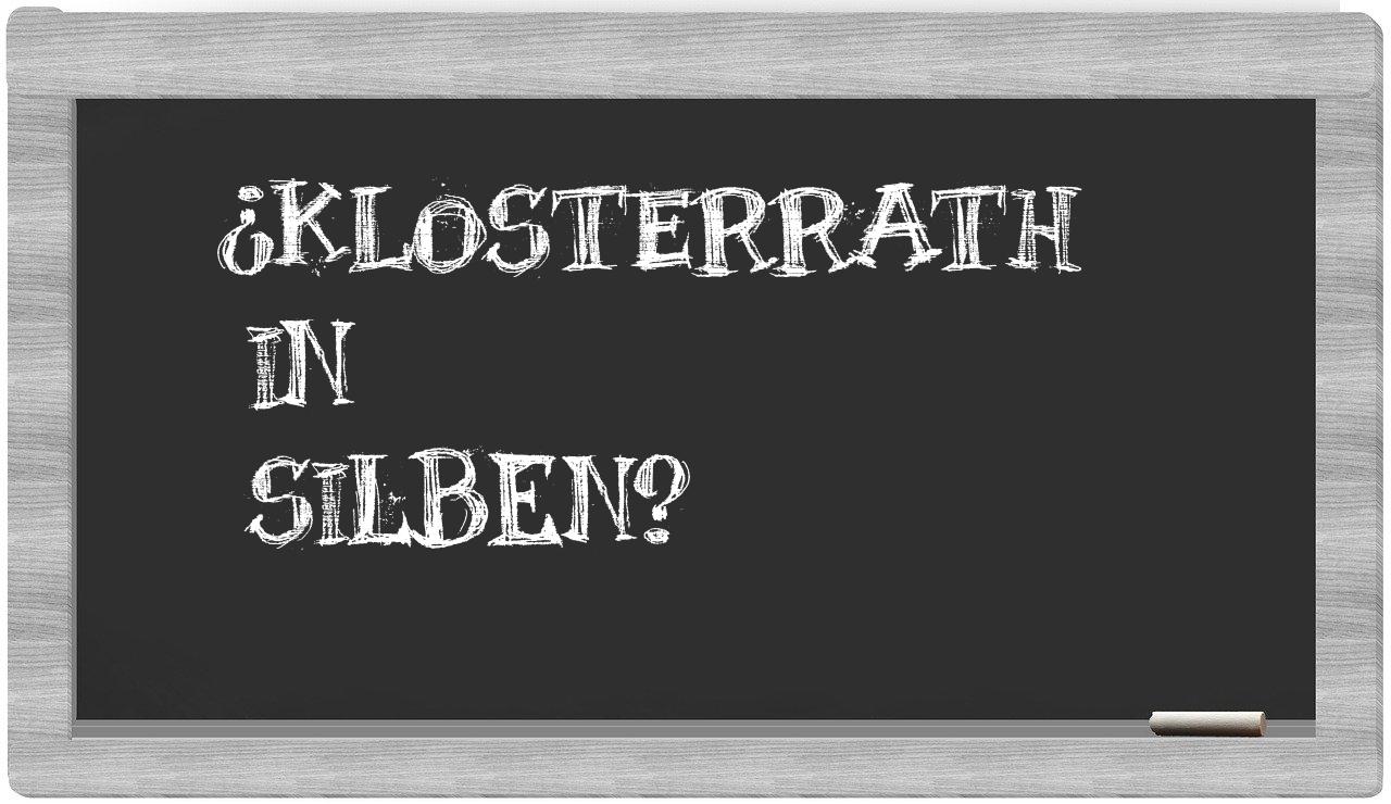 Klosterrath in syllables