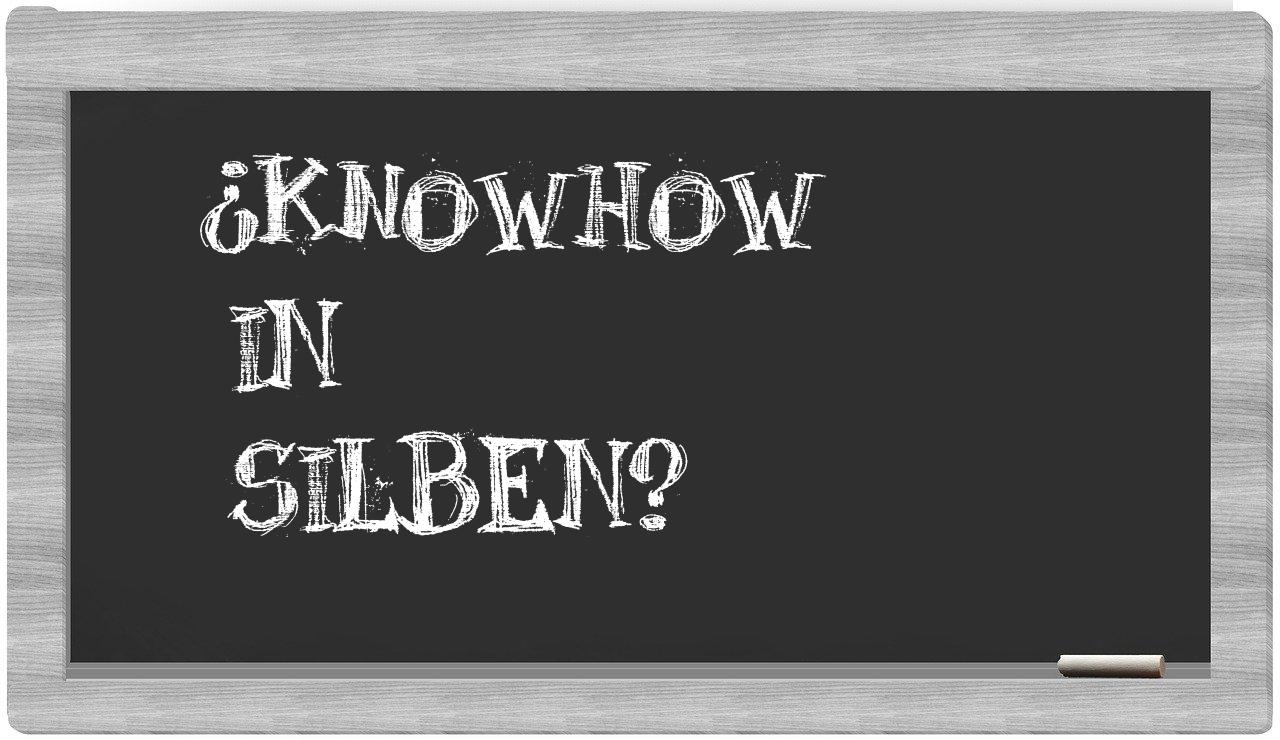 Knowhow in syllables