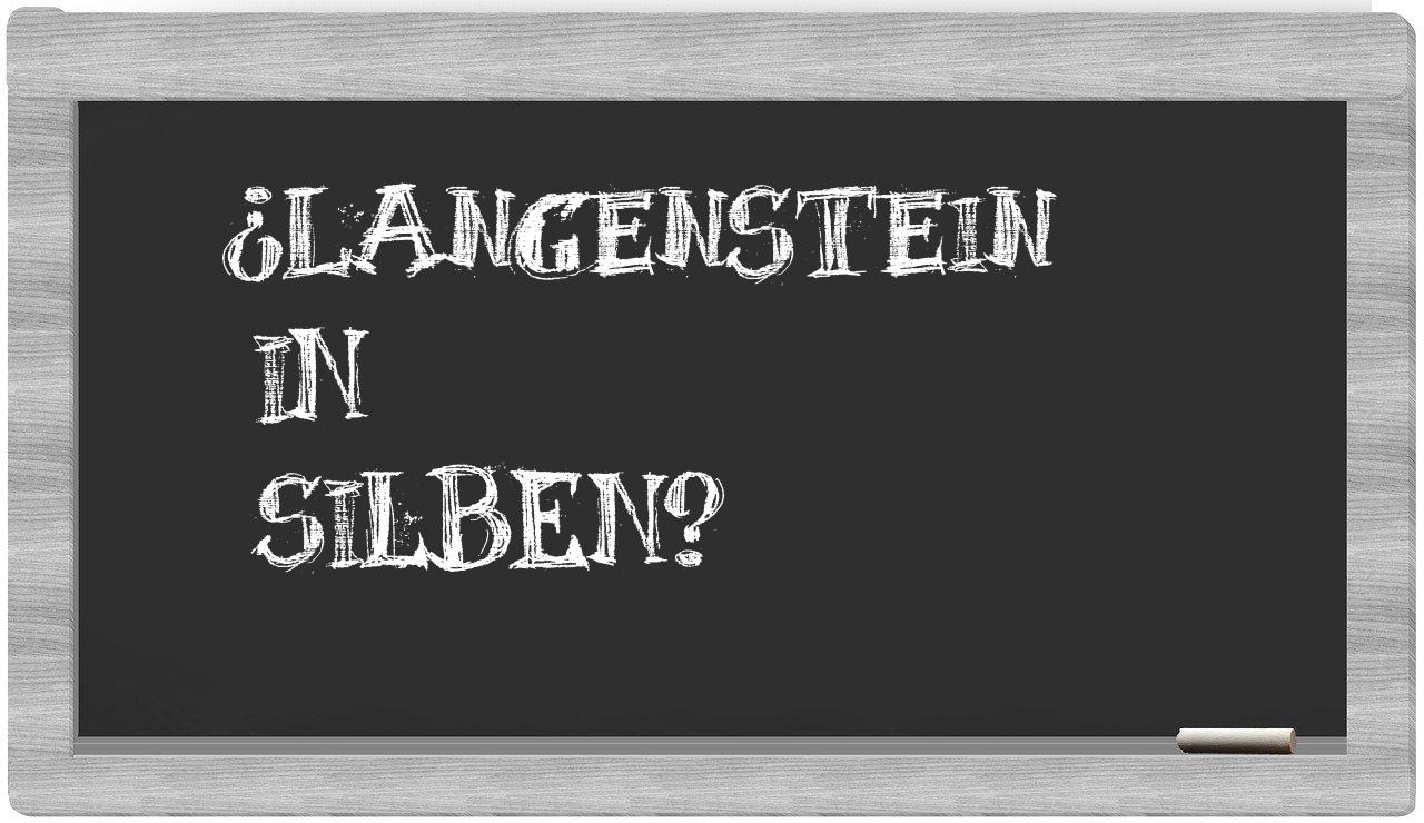 Langenstein in syllables