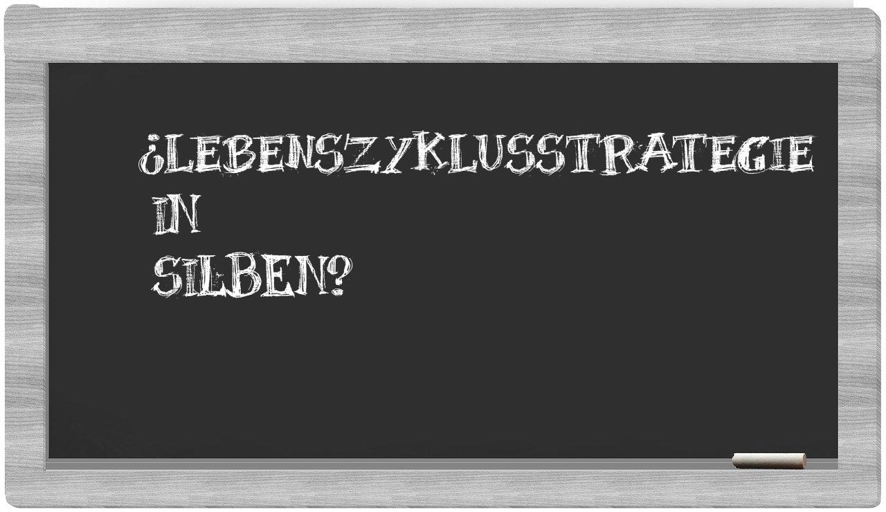 Lebenszyklusstrategie in syllables