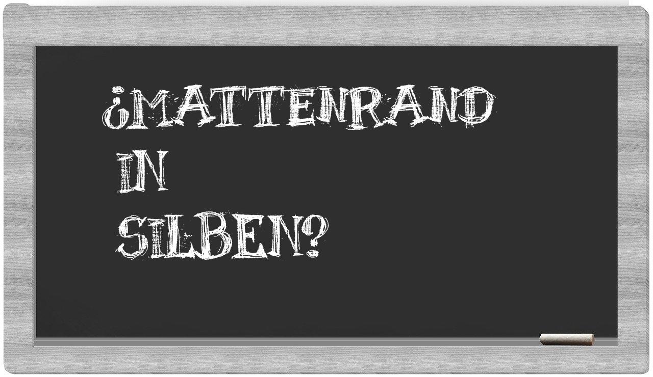 Mattenrand in syllables